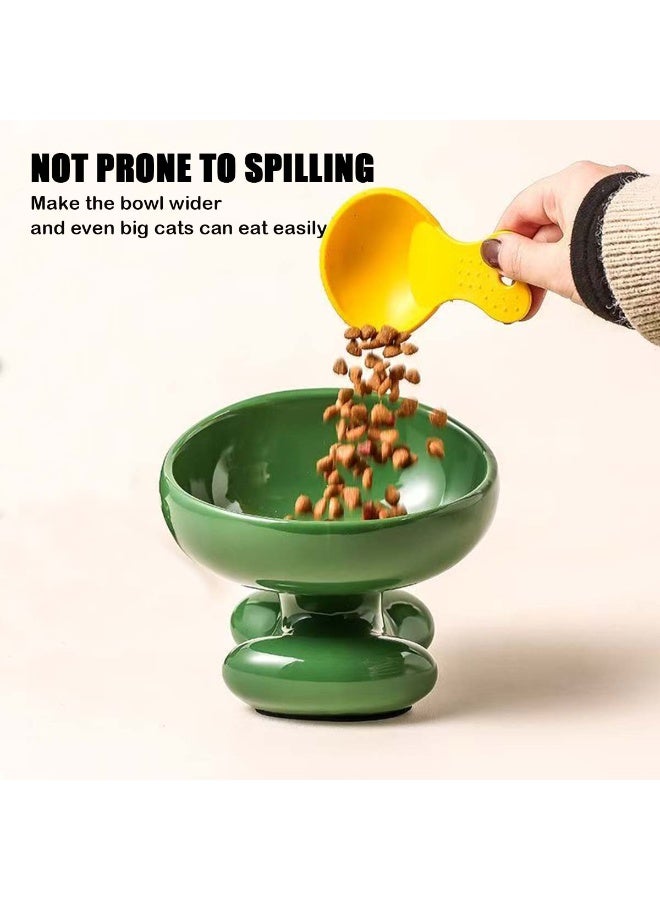 نايلوك وعاء طعام قطط مصنوع من السيراميك، مع جدار رأسي مائل بزاوية 15 درجة لتسهيل استخدامه، وتصميم منحني مضاد للتسرب، مصمم خصيصًا للقطط والكلاب الصغيرة، اللون الأخضر - Image 5